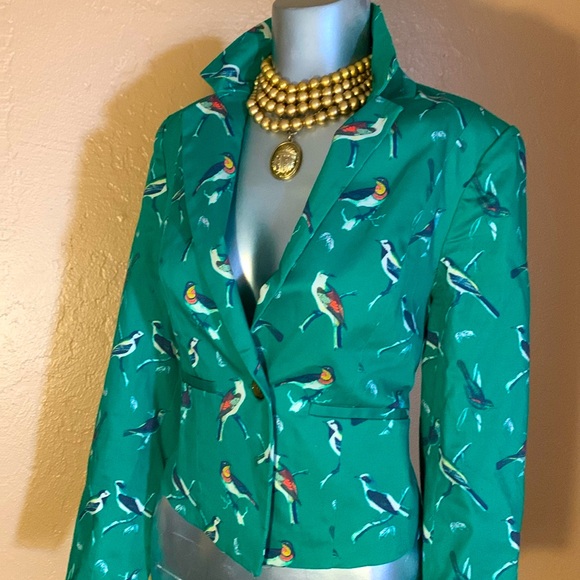 ModCloth Bird Print Button Blazer.  Sz M - Picture 3 of 6